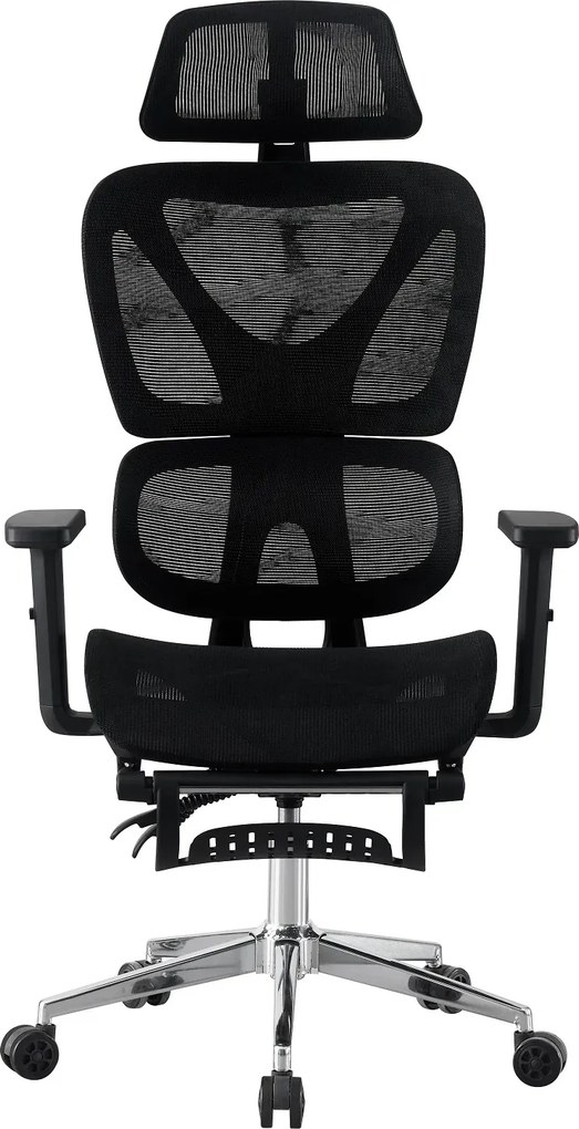 RESIGILAT- RIGACHAIR Scaun ergonomic, cotiere 2D, tetiera 2D, recliner 155°, suport picioare, Full Mesh, Negru