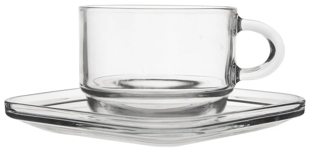 Orion Set de căni din sticlă cu farfuriuțe Cozy 6buc., 0,27 ml, 270 ml