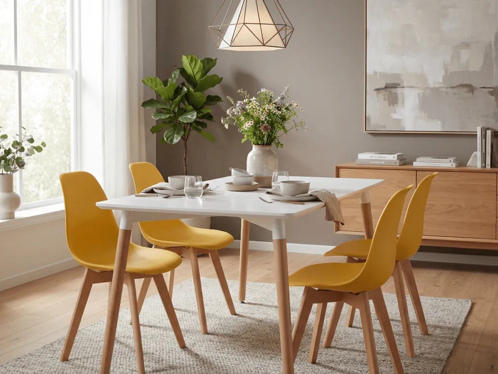 Scaun KITO galben mustar cu picioare din fag