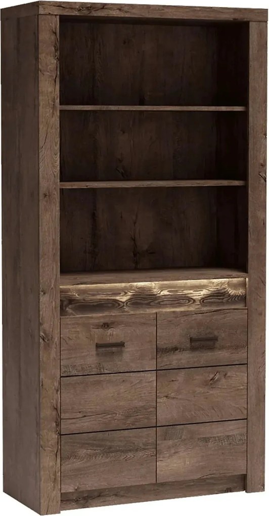 Vitrina INFINITY I-05, frasin inchis, PAL melaminat, 96x42x192 cm