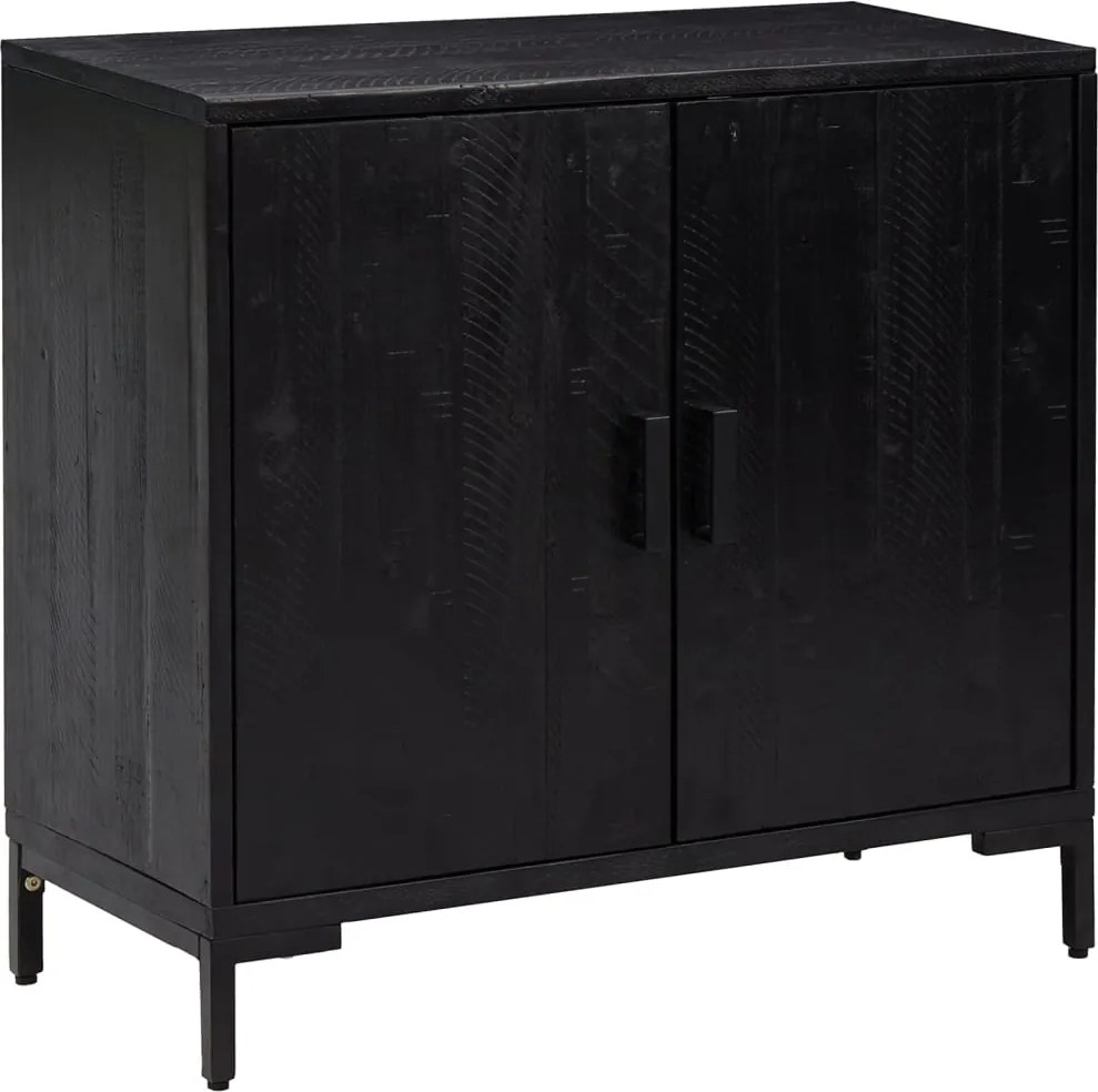 vidaXL Servantă, negru, 75x35x70 cm, lemn masiv de pin reciclat