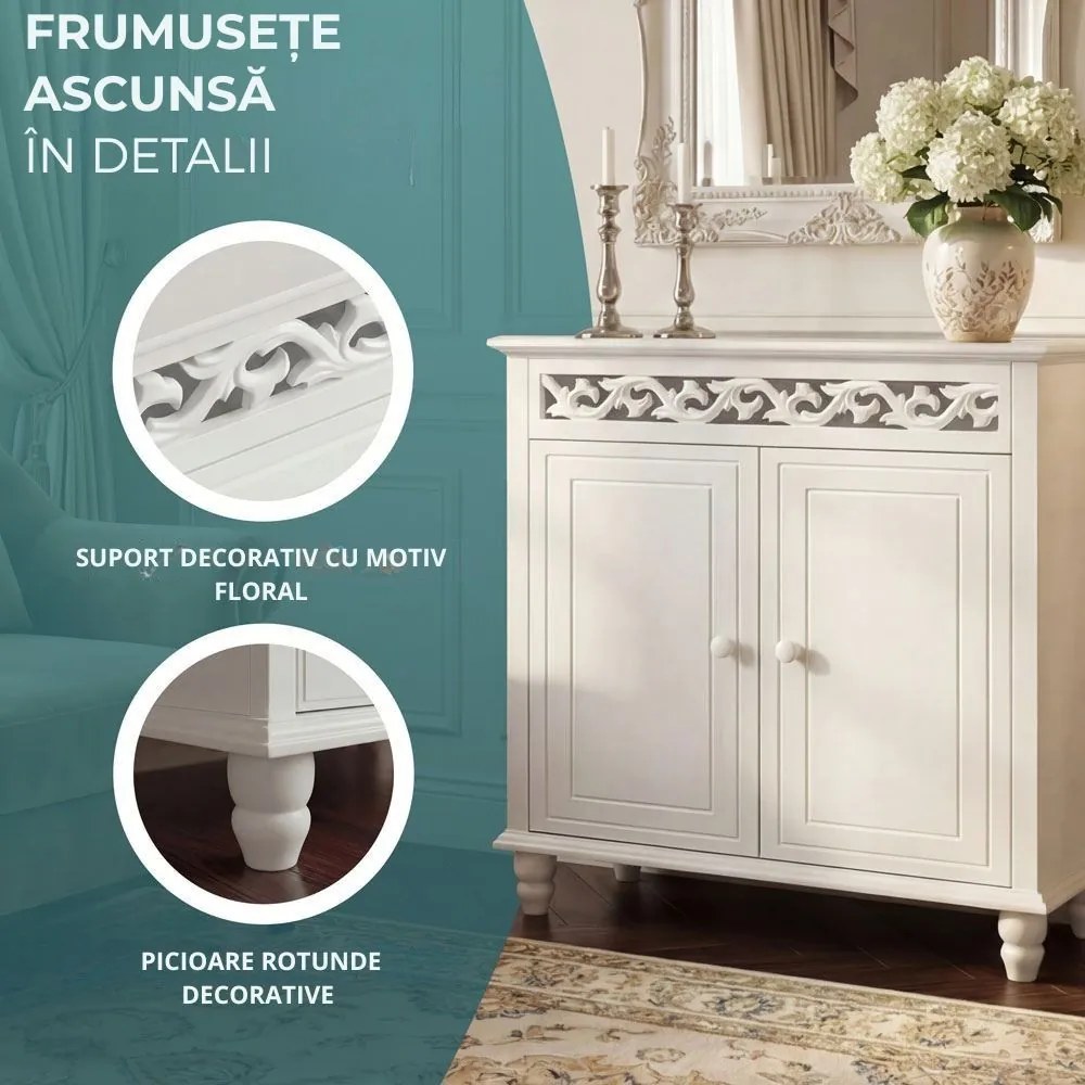 Comodă JERSEY, 76x65x35cm, alb Casaria
