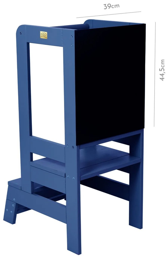 Inaltator Learning Tower Ajustabil cu tabla de scris, Ajutor de bucatarie MeowBaby  , lemn Albastru inchis