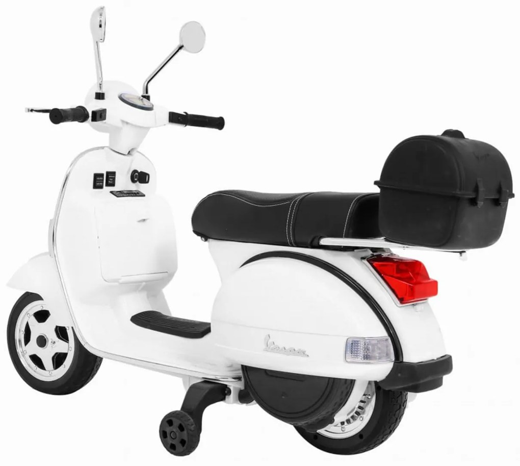 Motocicleta Electrica cu Acumulator Pentru Copii NOVOKIDS™ Vespa Premium Retro Scooter, Pornire la cheie, 3-8 ani, Max 30 kg, Cu Melodii si Lumini