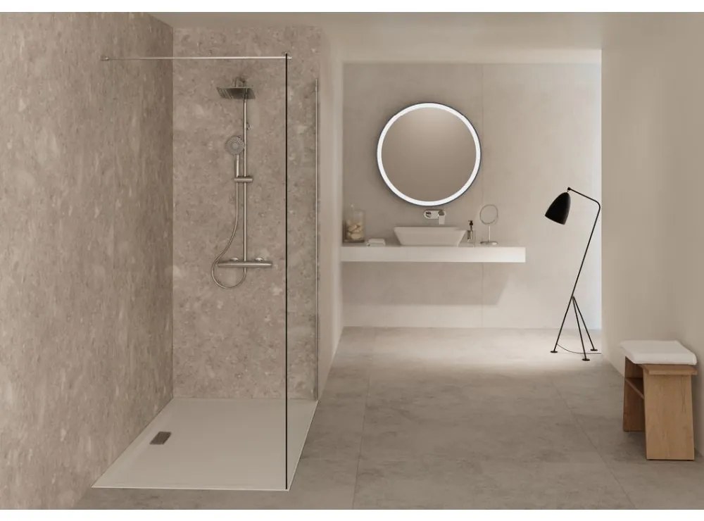 Perete de dus Wetroom 80 cm, silver bright   sticla transparenta 800x1950 mm