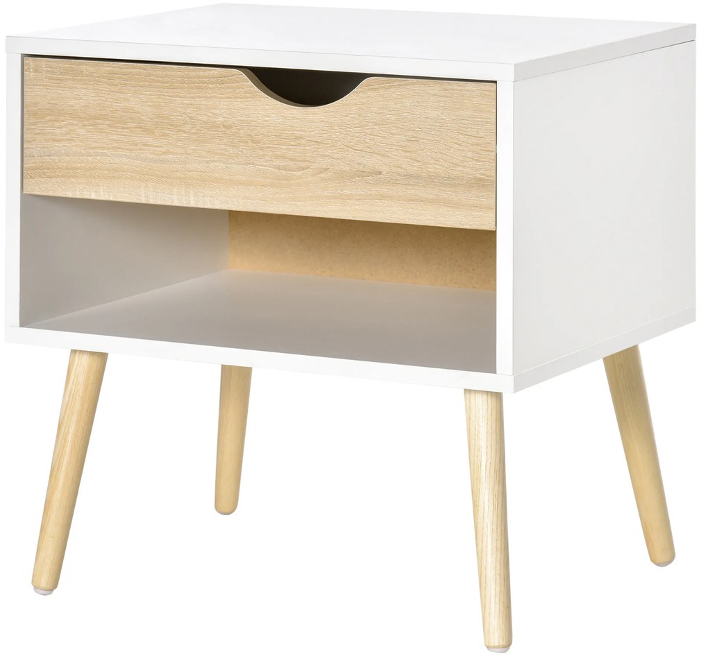 HOMCOM Comodă de noapte cu design scandinav elegant și practică, ideală pentru orice interior | Aosom Romania