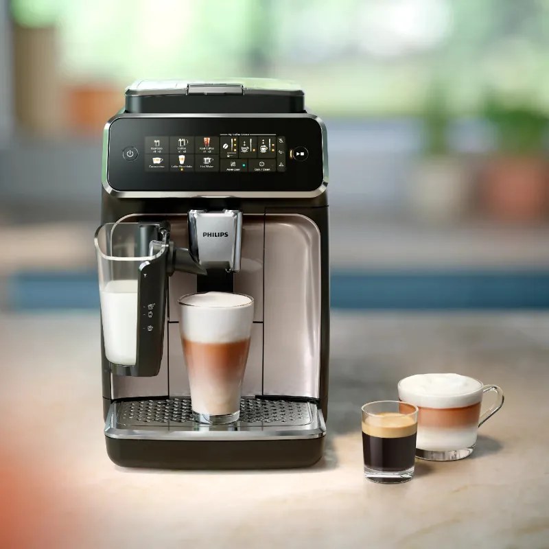 Espressor automat Philips EP3341/50 3300 LatteGo, 1500W, 15 bar, 1,8 litri, 6 bauturi, Rasnita ceramica 12 trepte, AquaClean, SilentBrew, AromaExtract, Negru