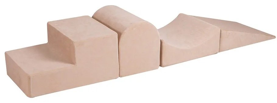 Teren de joacă din spumă crem 4 buc. din catifea înălțime 30 cm 45x193 cm Montessori – Meowbaby