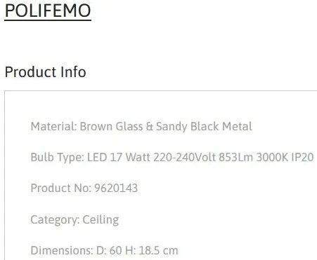 Plafoniera LED design modern POLIFEMO maro, 60cm