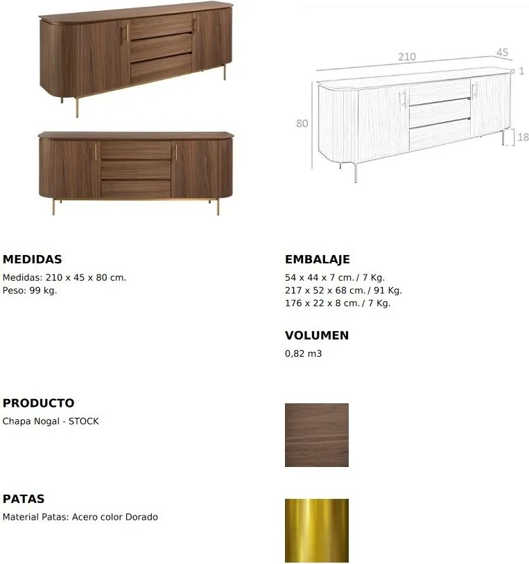 Comoda moderna design LUX Wood and Gold