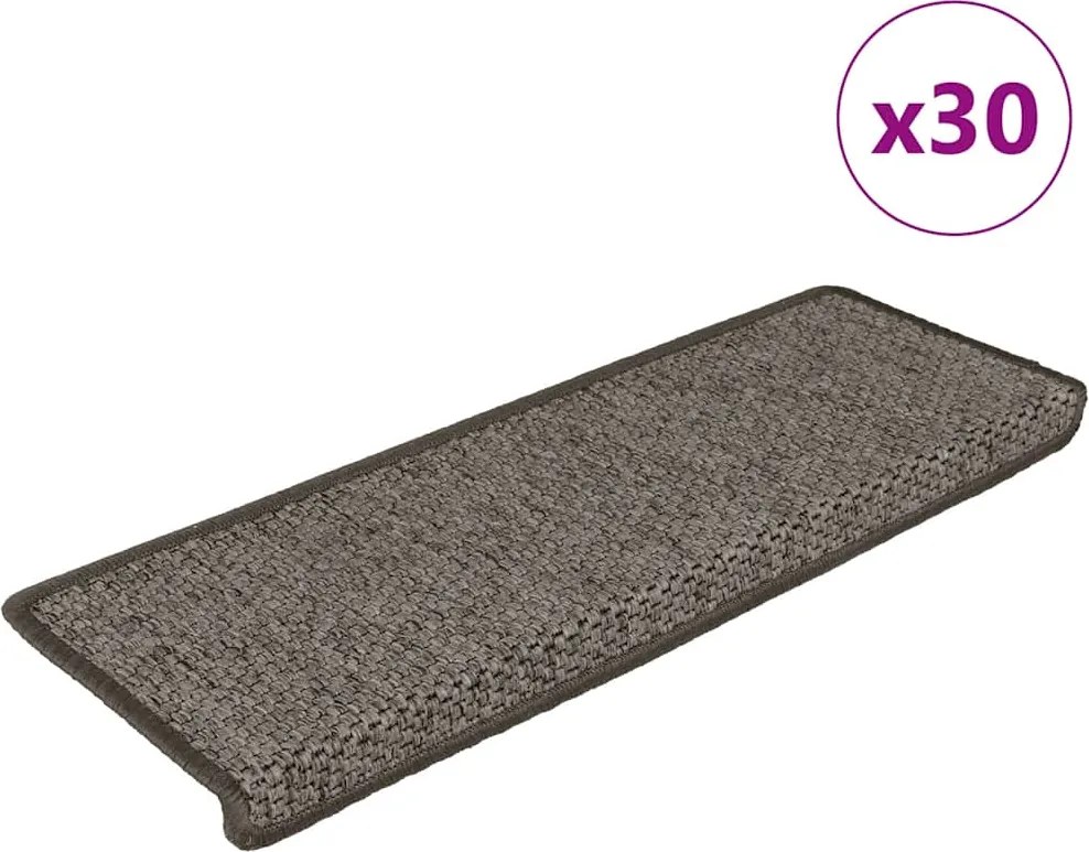 vidaXL Covoraș scări autoadeziv 30 buc. gri&bej 65x21x4cm aspect sisal