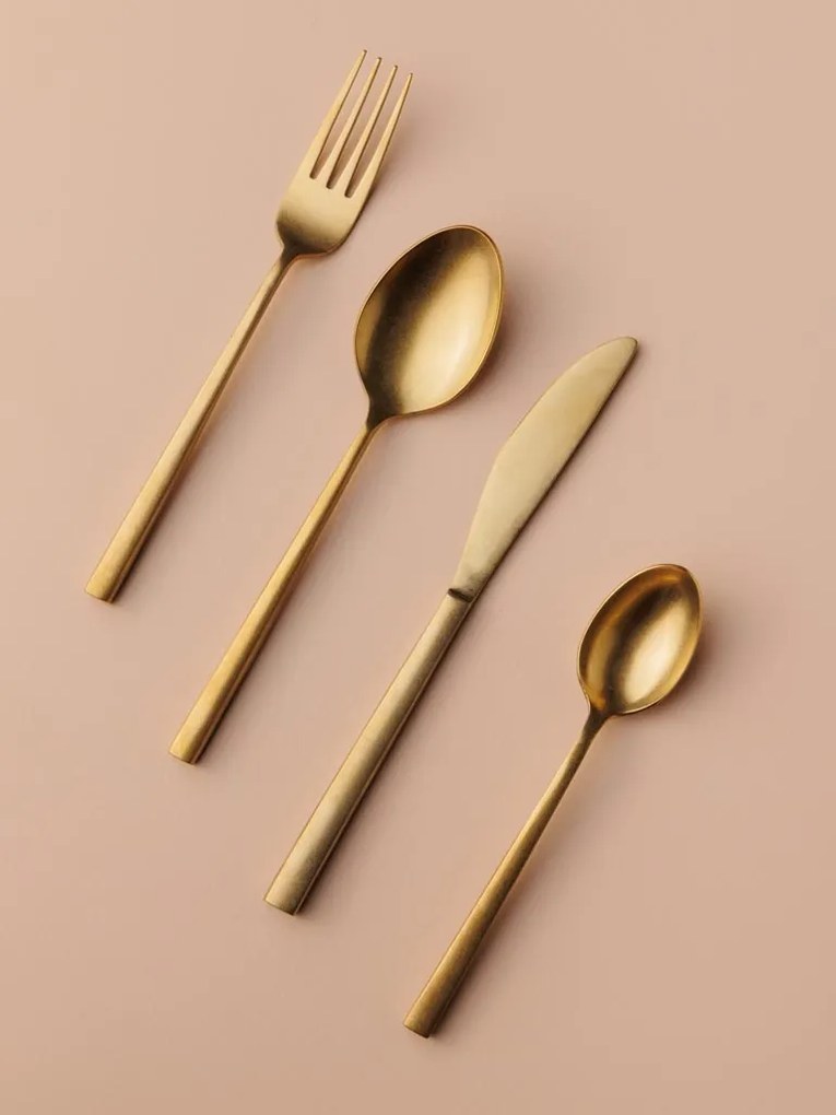 Set auriu de tacamuri din otel inoxidabil, pentru 4 pers, Cutlery
