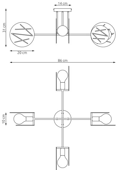 Lustră pe tijă FRICK 4xE27/15W/230V negru