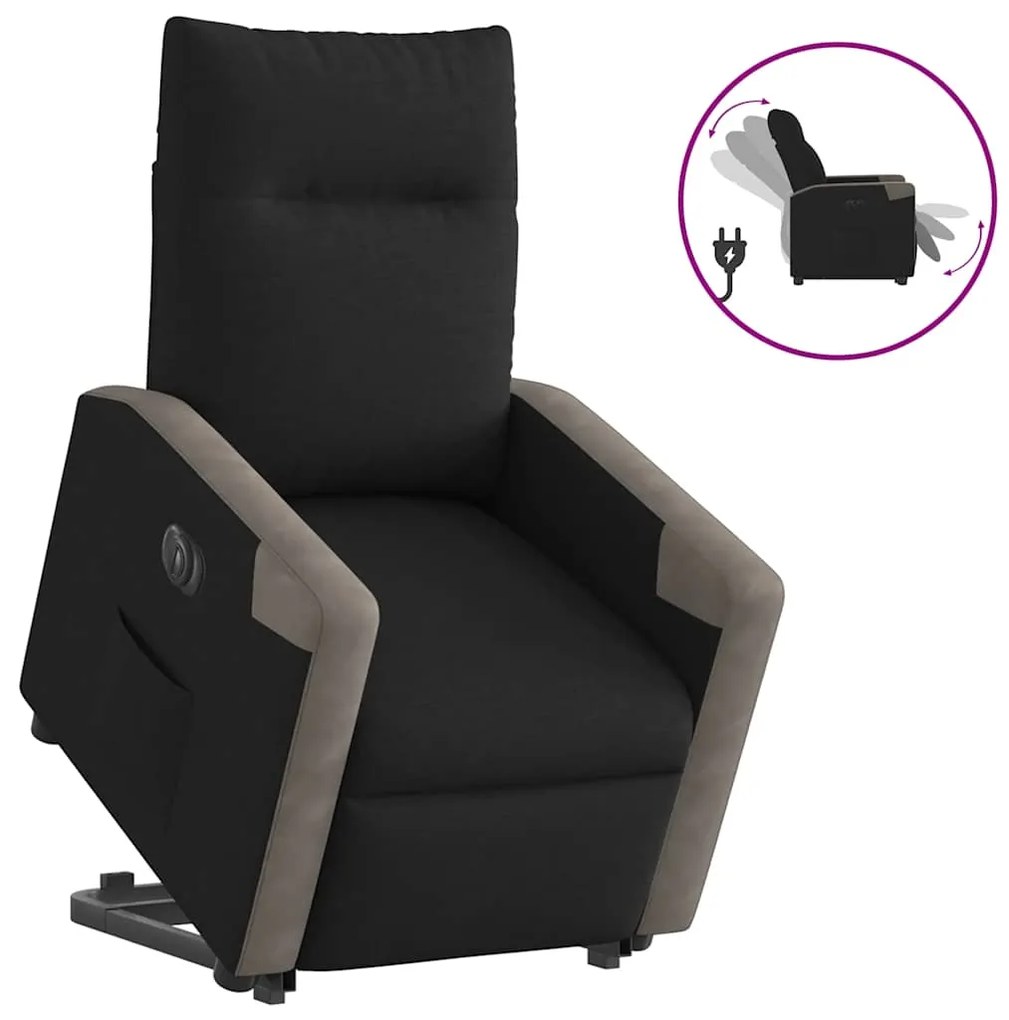 vidaXL Fotoliu electric rabatabil cu ridicare, negru, textil