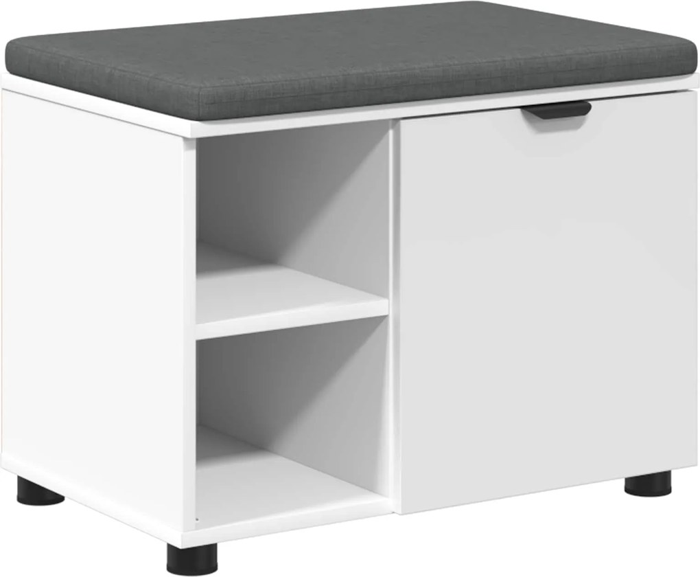 vidaXL Bancă pentru hol cu pernă cu raft cu ușă Alb 60 x 38 x 46 cm