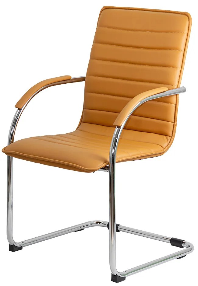 Scaun de așteptare bej OFF 835 din piele ecologică și cadru metalic rezistent