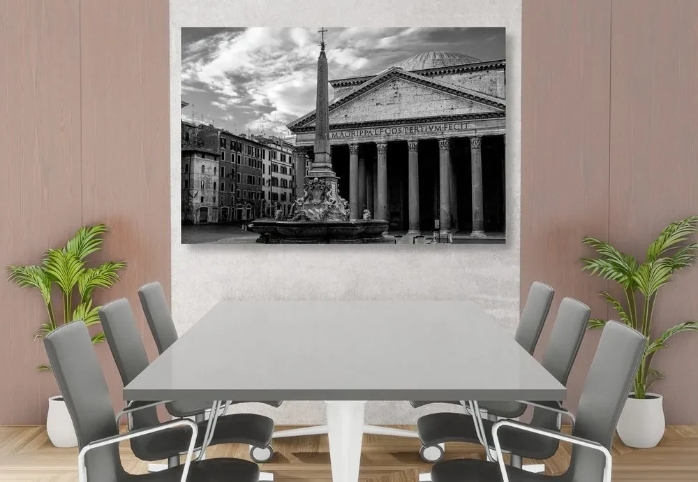Tablou bazilica romană în design alb-negru