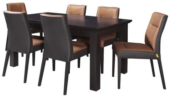 Set masa extensibila Fiona cu 6 Scaune, Brun inchis