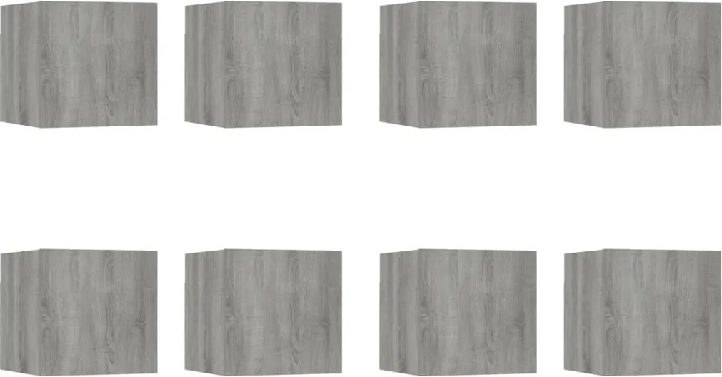 vidaXL Dulapuri TV suspendate, 8 buc., sonoma gri, 30,5x30x30 cm