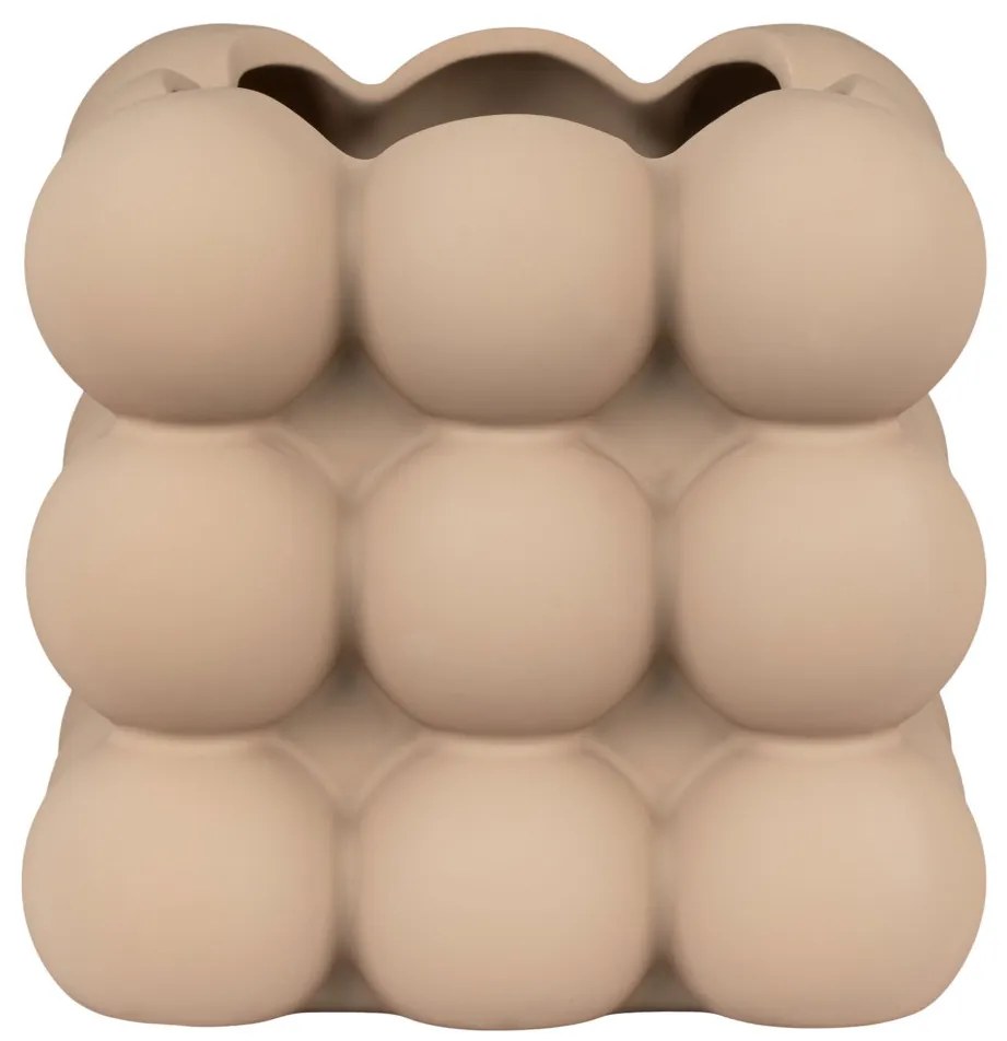 Vas de flori, ceramică, maro, 13,5x13,5x13 cm