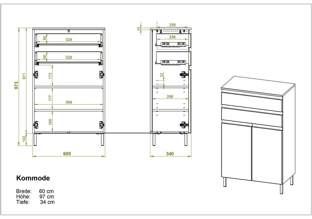 Dulap de baie scund alb cu aspect de stejar 60x97 cm Torrance - Germania