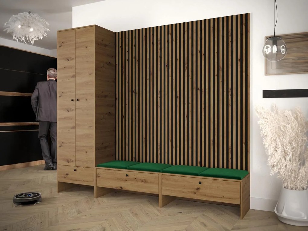 Mobilier hol Esmaldos VI (Stejar artisan + Negru + Verde) . 1104727