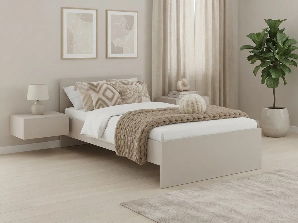 Pat ELISA 90 x 200 cm, bej casmir Saltele: Cu saltele Coco Maxi 20 cm, Somiera pat: Cu lamele drepte