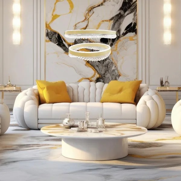 Lustră LED pe cablu LED/85W/230V d. 60 cm auriu