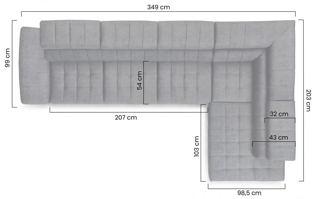 Colțar extensibil Valoris Maxi dreapta - gri șenil Perfect Harmony 85 - Oferta limitata