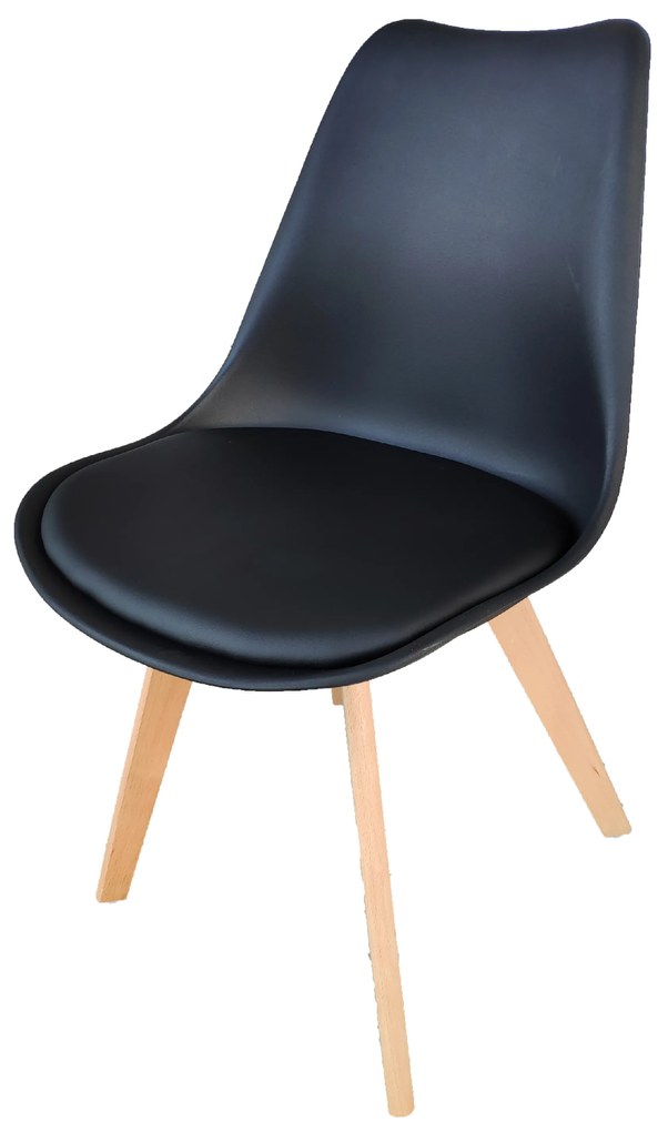 Scaune de sufragerie 4buc negre, stil scandinav Basic