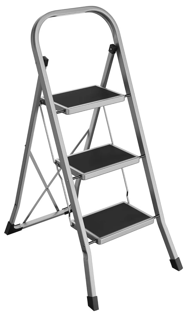 Scară cu 3 trepte , pliabilă , negru-gri