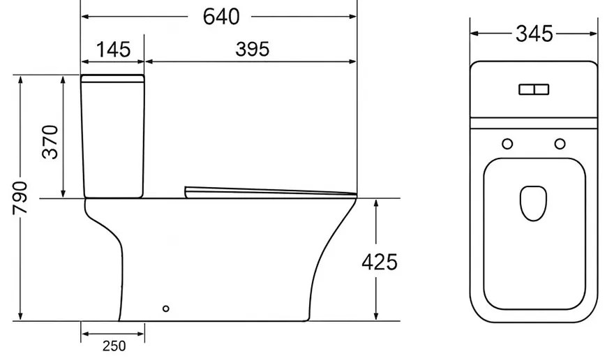Toaletă compactă monobloc Nile cu spălare inferioară și scaun cu închidere moale
