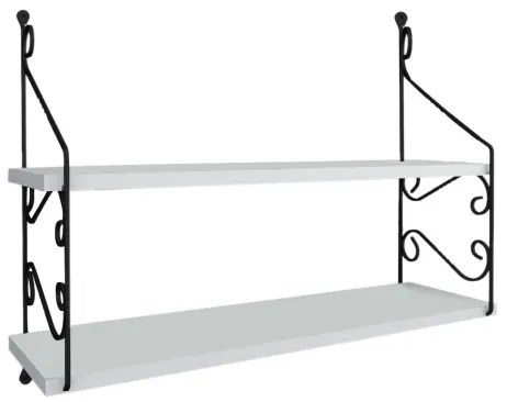 Etajeră de perete SERAMONI 51x72 cm albă/neagră