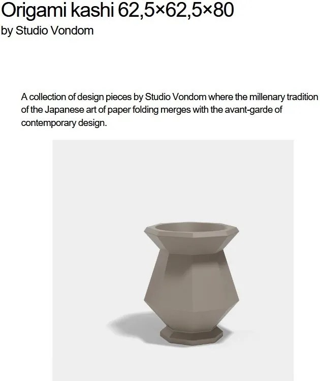 Ghiveci plante design decorativ modern exterior/interior ORIGAMI KASHI 62,5x62,5x80cm