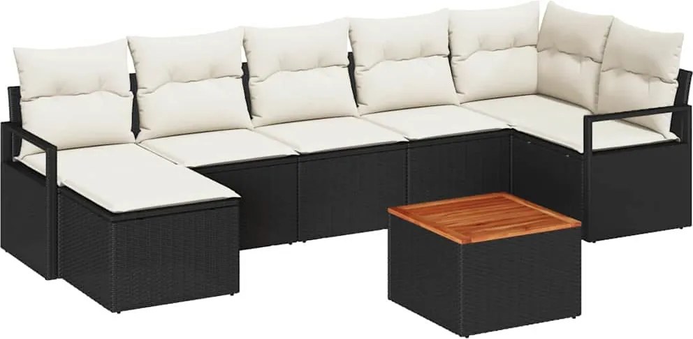 vidaXL Set de canapele pentru grădină 8 pcs Negru și Crem poliratan