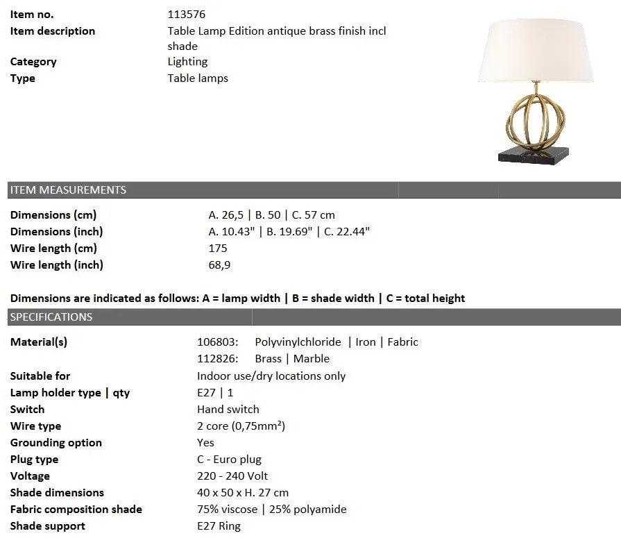 Veioza, lampa de masa LUX Edition 113576 HZ