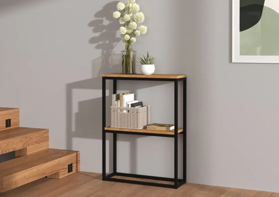 Consolă hol, 60x20x80 cm, MASON, ADRK Furniture (Culoare: Negru / Sonoma)