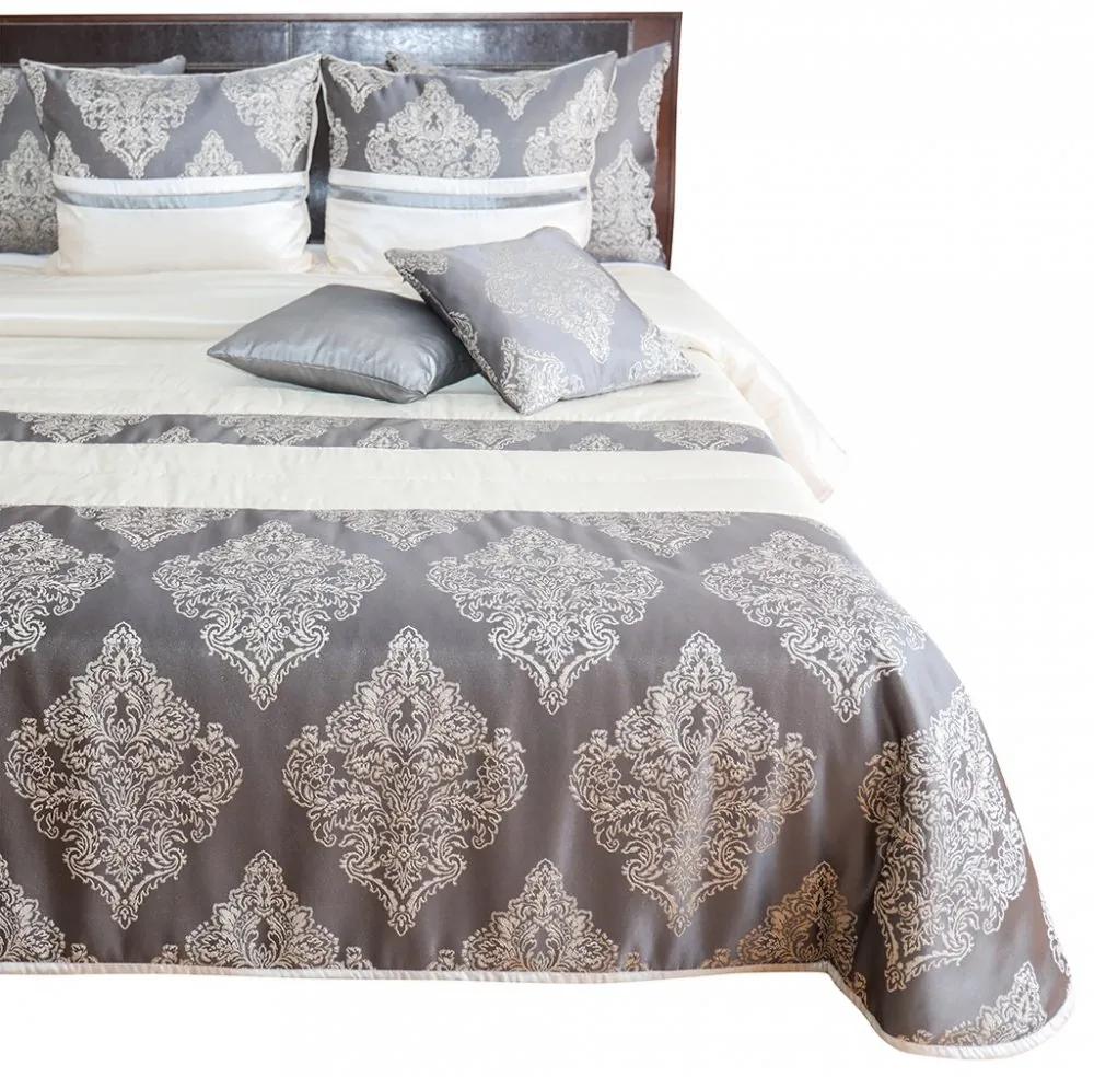 Cuvertură de pat culoarea gri-auriu cu un model frumos Lăţime: 170 cm | Lungime: 210 cm