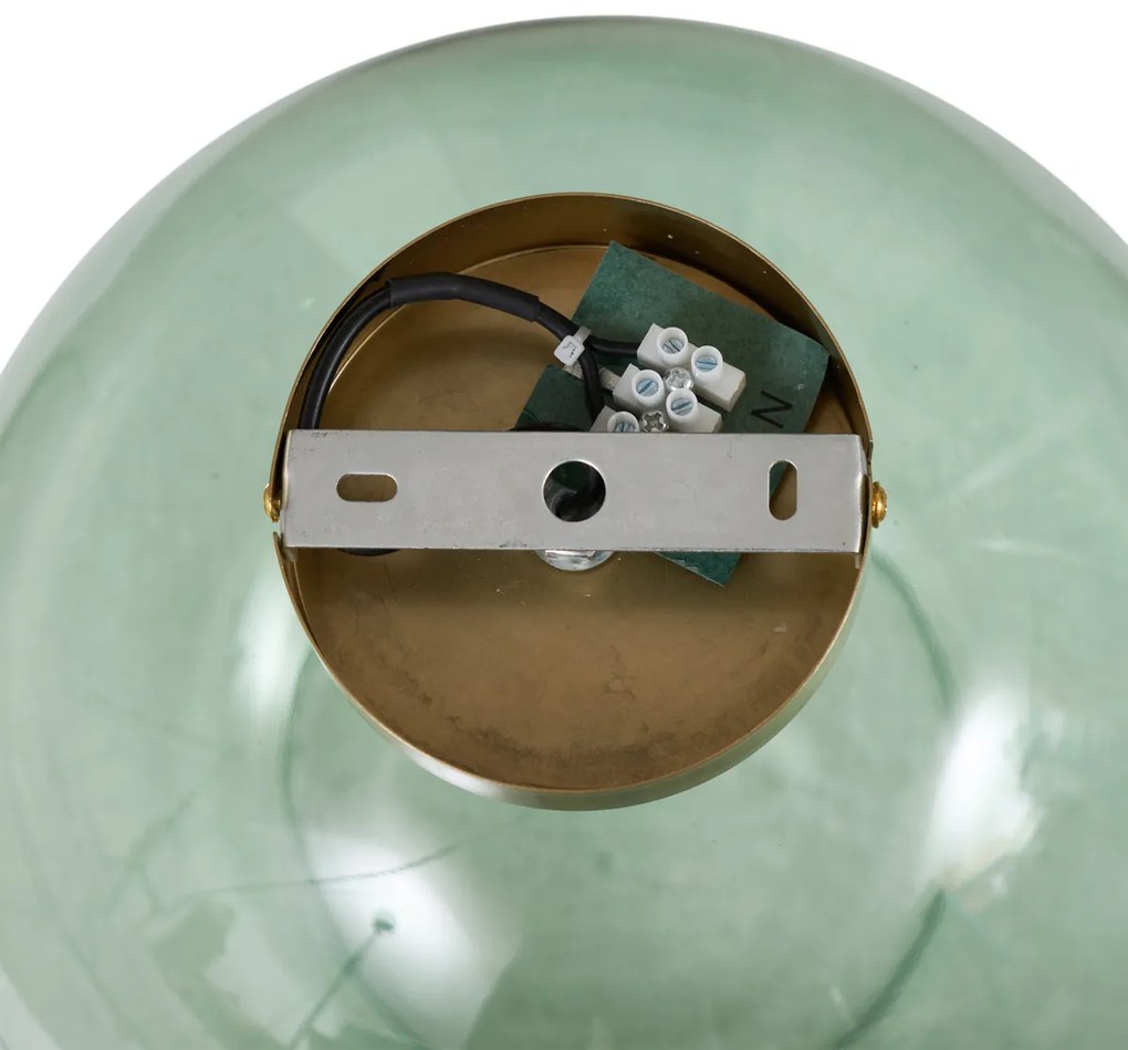 Plafonieră Art Deco alamă cu sticlă verde - Sandra