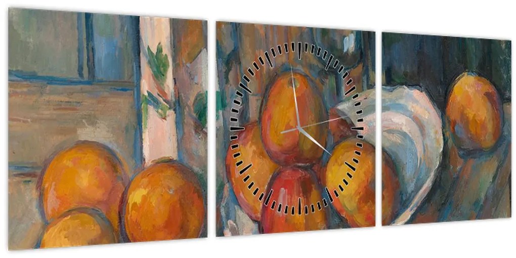 Tablou - Paul Cézanne, Still Life with Milk Jug and Fruit, reproducere (cu ceas) (90x30 cm)