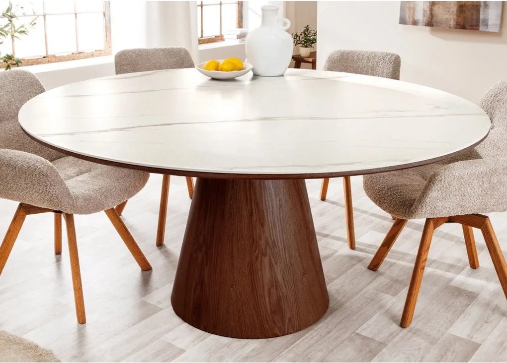 Masa rotunda, Ceramica Alba, Furnir Nuc, UNIQUE 120cm A-45144 VC