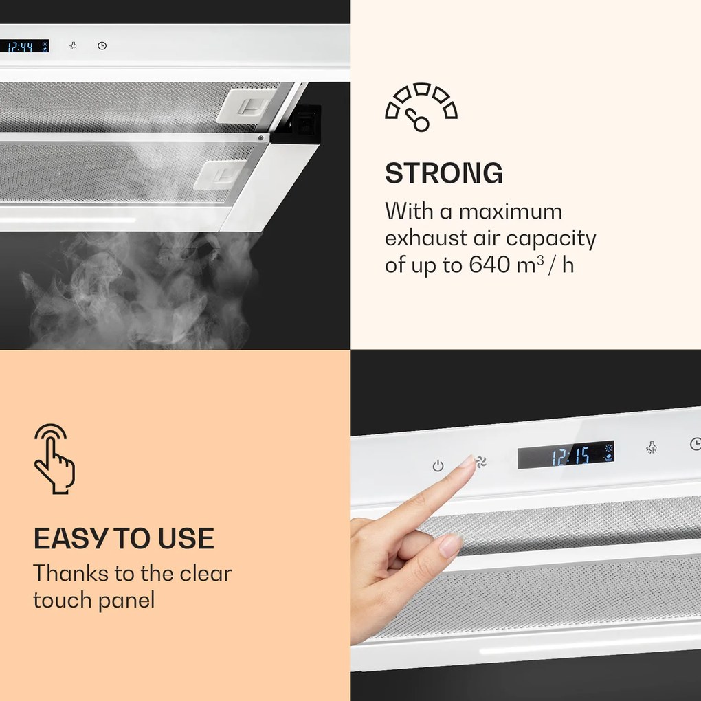 Klarstein Mariana Neo 60, hotă retractabilă, 60 cm, 640 m³/h, aspirare, LED