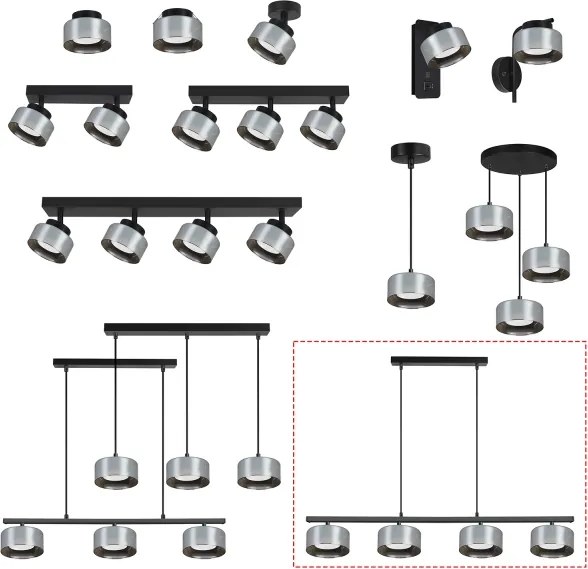 Brilagi - Lustra LED RGB reglabilă  AURA LUX 4xGX53/14W/230V Wi-Fi Tuya neagră/fumurie