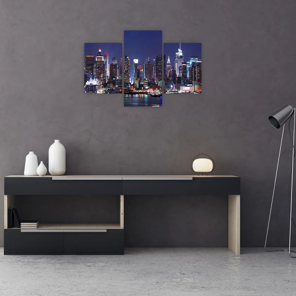 Tablou - Zgârie-nori din New York iluminate (90x60 cm)