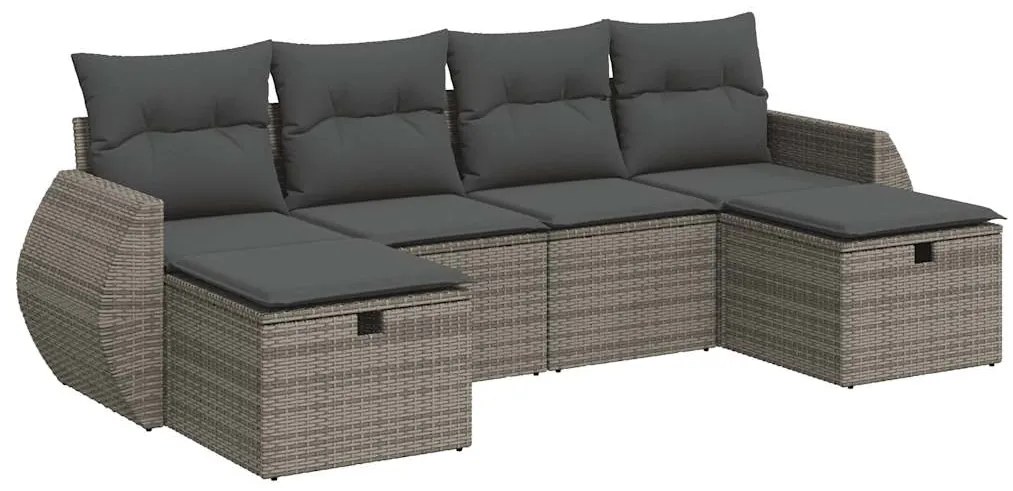 3325626 vidaXL Set mobilier grădină cu perne, 6 piese, gri, poliratan