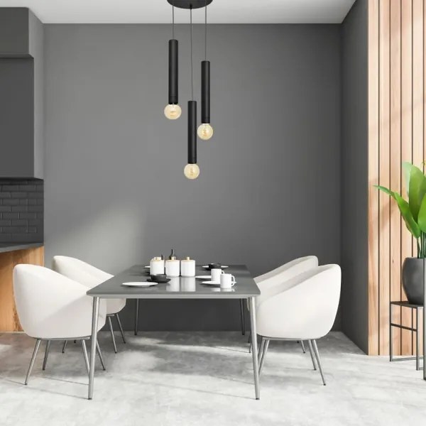 Lustră pe cablu TUBA 3xE27/15W/230V neagră