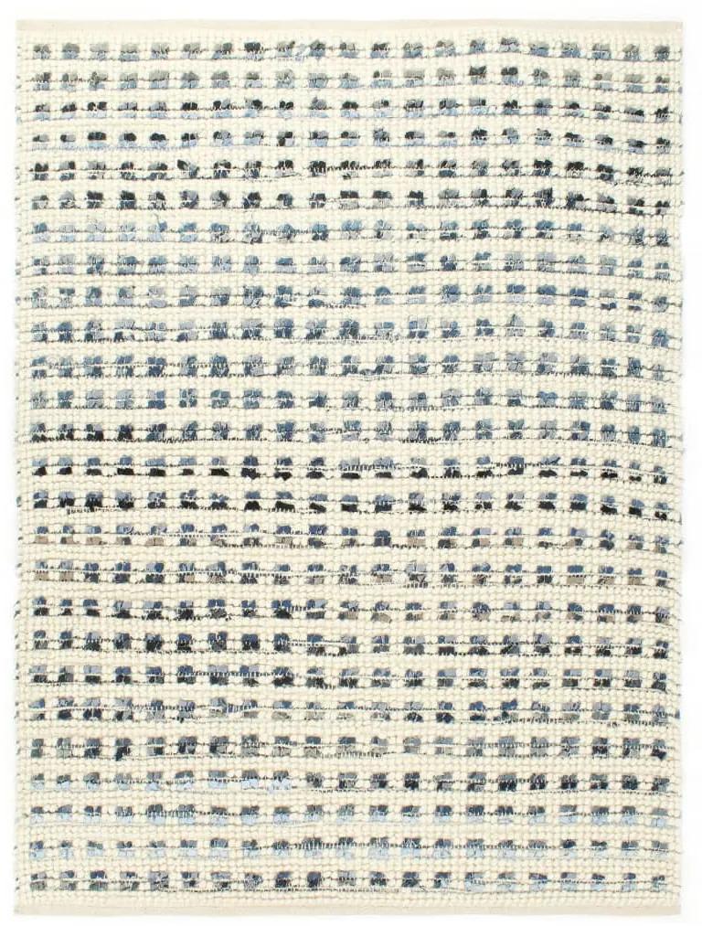 Covor din lana cu denim, albastru alb, 160 x 230 cm 160x230 cm
