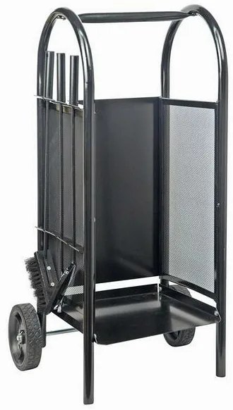 Coș de șemineu/cărucior cu unelte 82,5 cm, oțelset de 3 piese