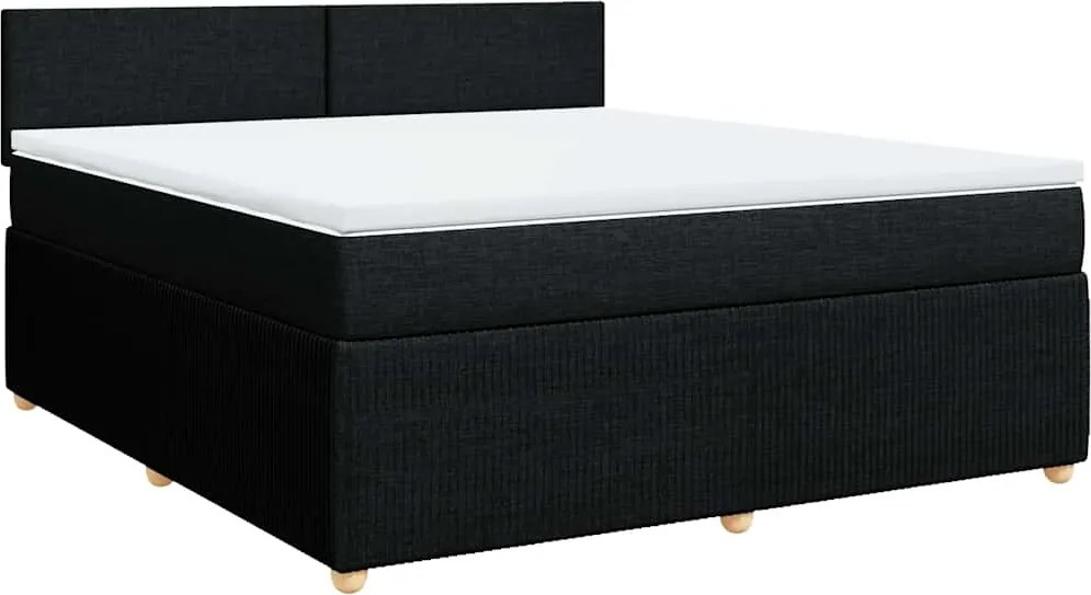 vidaXL Pat box spring cu saltea, negru, 180x200 cm, catifea