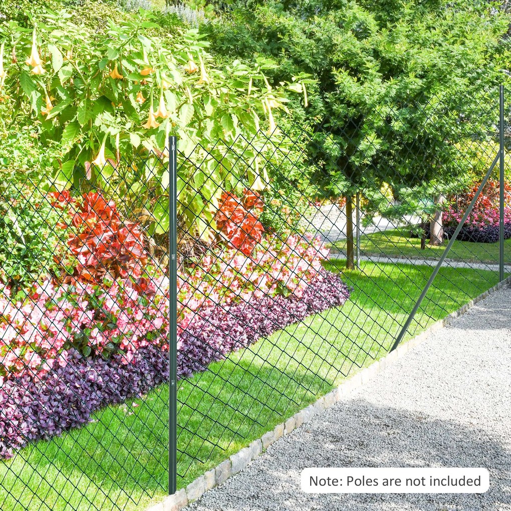 Outsunny Plasă de Împrejmuire din Oțel Plastifiat Verde, Ideală pentru Grădini și Spații Exterioare, 25x1.7m | Aosom Romania